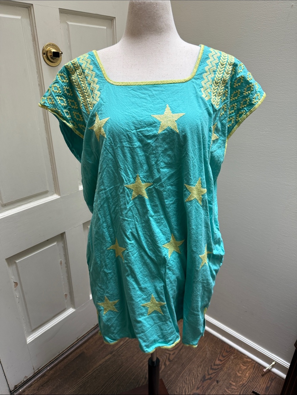 Turquoise Star Embroidered Women's dress never worn